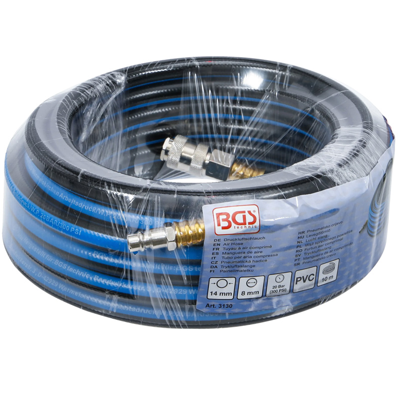 Furtun aer comprimat BGS 3130, 10 m, 8x14 mm, PVC cu insertie - cuple rapide