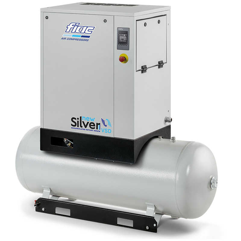 Compresor cu șurub FIAC NEW SILVER VSD 7,5/300 cu invertor | 10 bar,  312-756 l/min, 7,5CP - compresor industrial