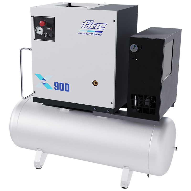 Compresor profesional cu șurub FIAC X900D/500 cu uscător și inverter - 10 bar, 848 l/min, rezervor (butelie) 500l