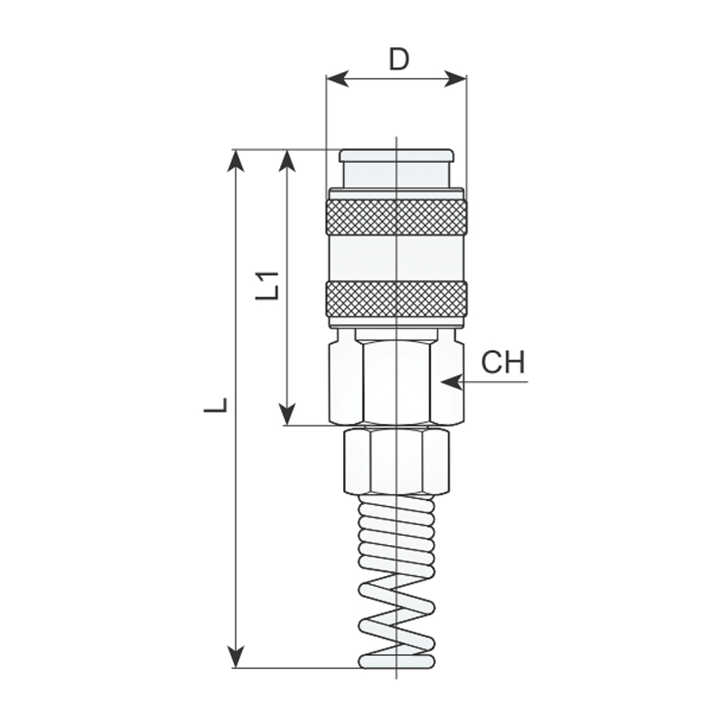 Cupla rapida mama cu arc pentru furtun Rilsan 8x6 mm