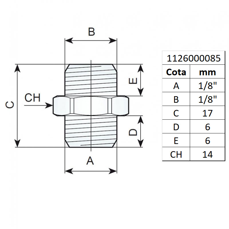 Niplu cu filet 1/8