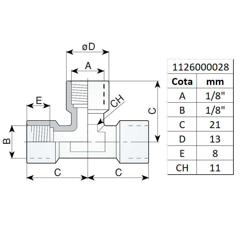 Racord tip T filet interior 1/8