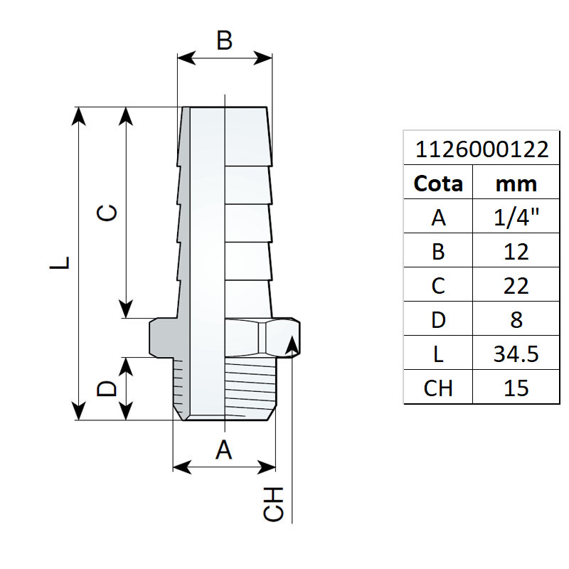 Racord cu filet exterior 1/4