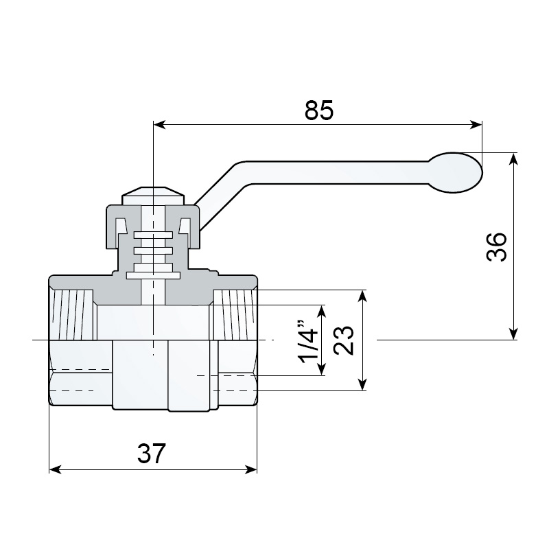 Robinet de linie cu bila, filet interior 1/4