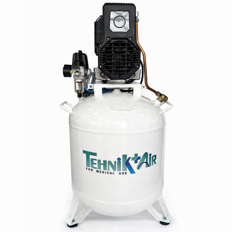 Compresor medical silentios TEHNIK-AIR 50/XS258 | pentru doua scaune dentare, 230 l/min, butelie 50 l, 9 bar