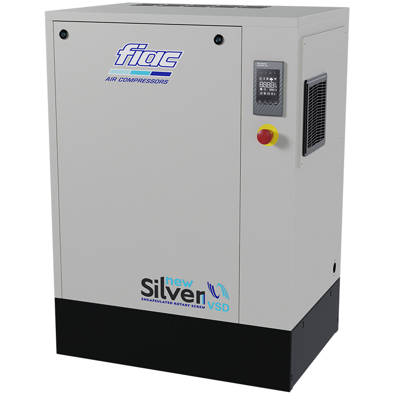 Compresor cu surub FIAC NEW SILVER VSD 15 cu invertor | 10 bar, 366-1401 l/min, 15CP - compresor industrial